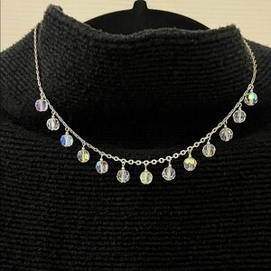 Elegant Silver Crystal Necklace 16-20”